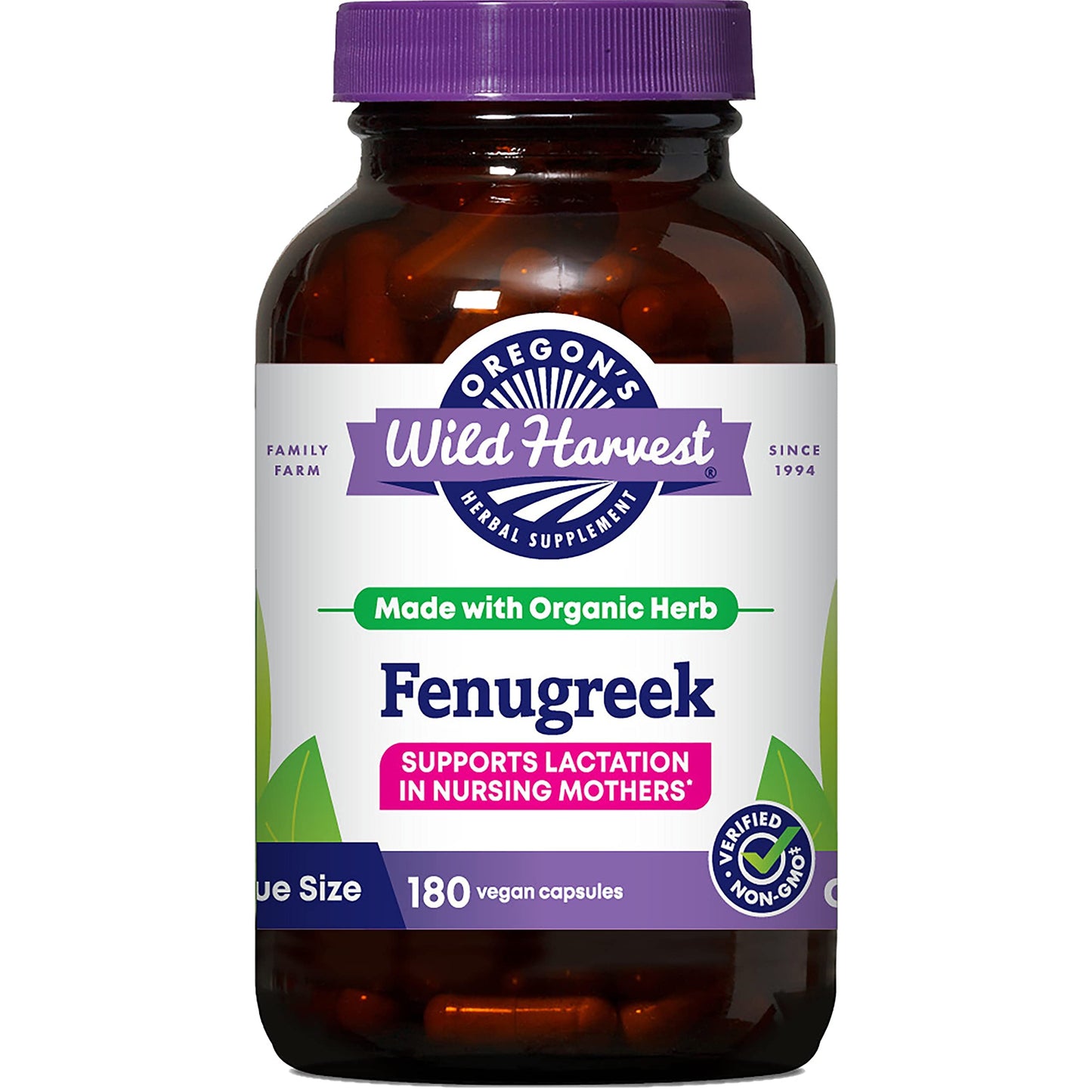 Oregon's Wild Harvest Fenugreek Capsules 180 Count
