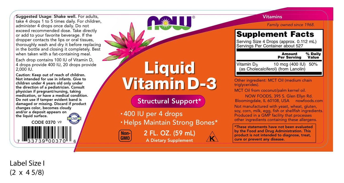 NOW Foods Vitamin D-3 Capsules 1 Capsule