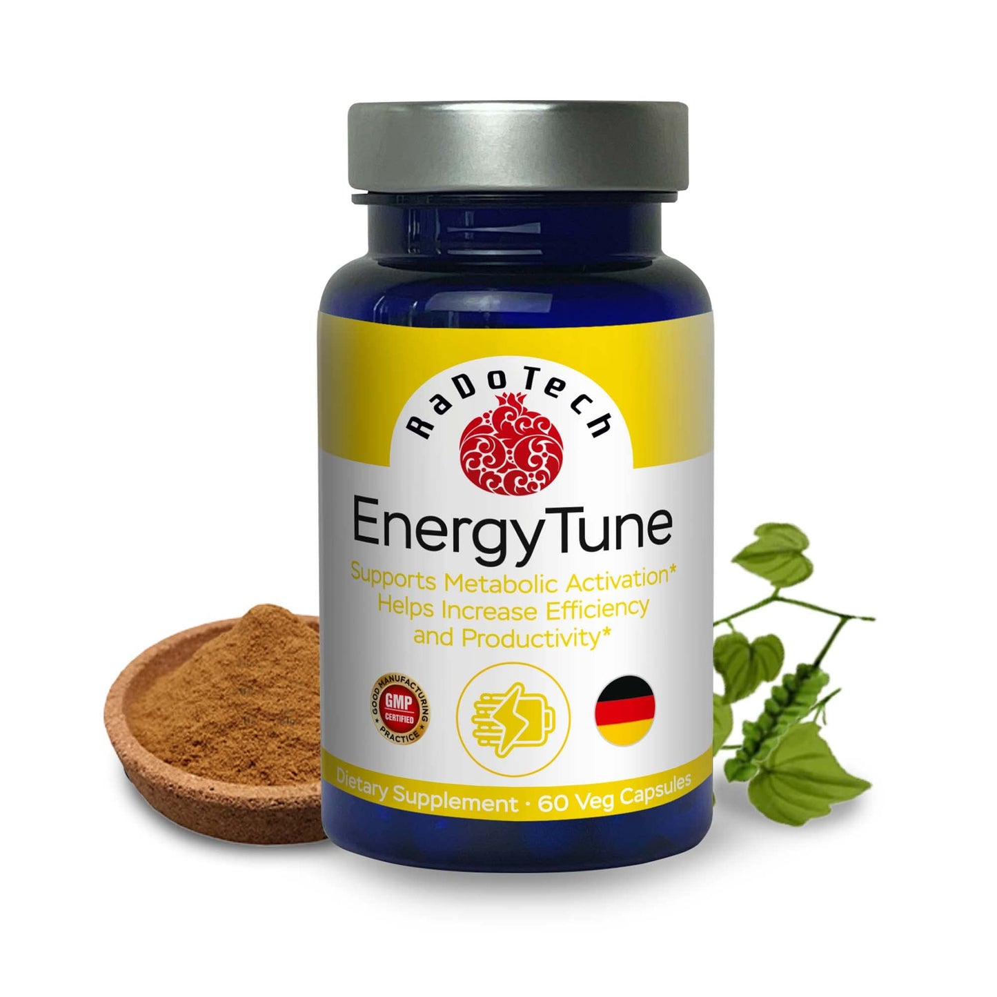 RaDoTech EnergyTune Energy Supplements Veg Capsules, 60 Count