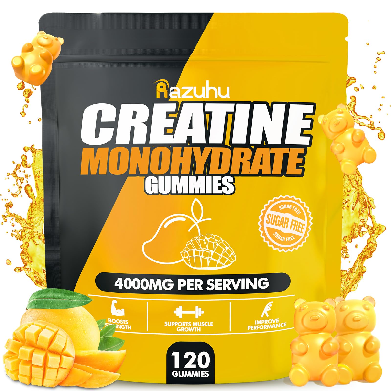 Razuhu Creatine Monohydrate Gummies, 100 Count