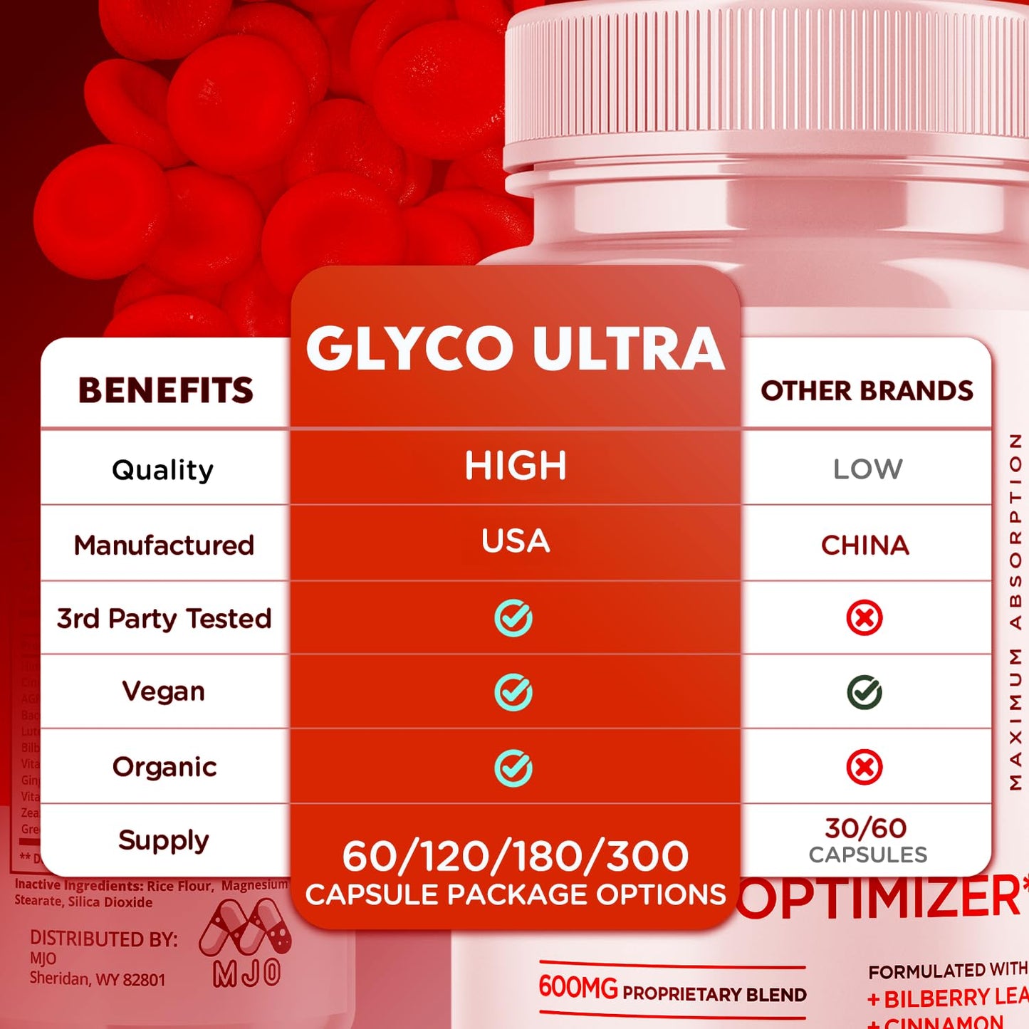 MJO Glyco Ultra Blood Optimizer 300 Capsules