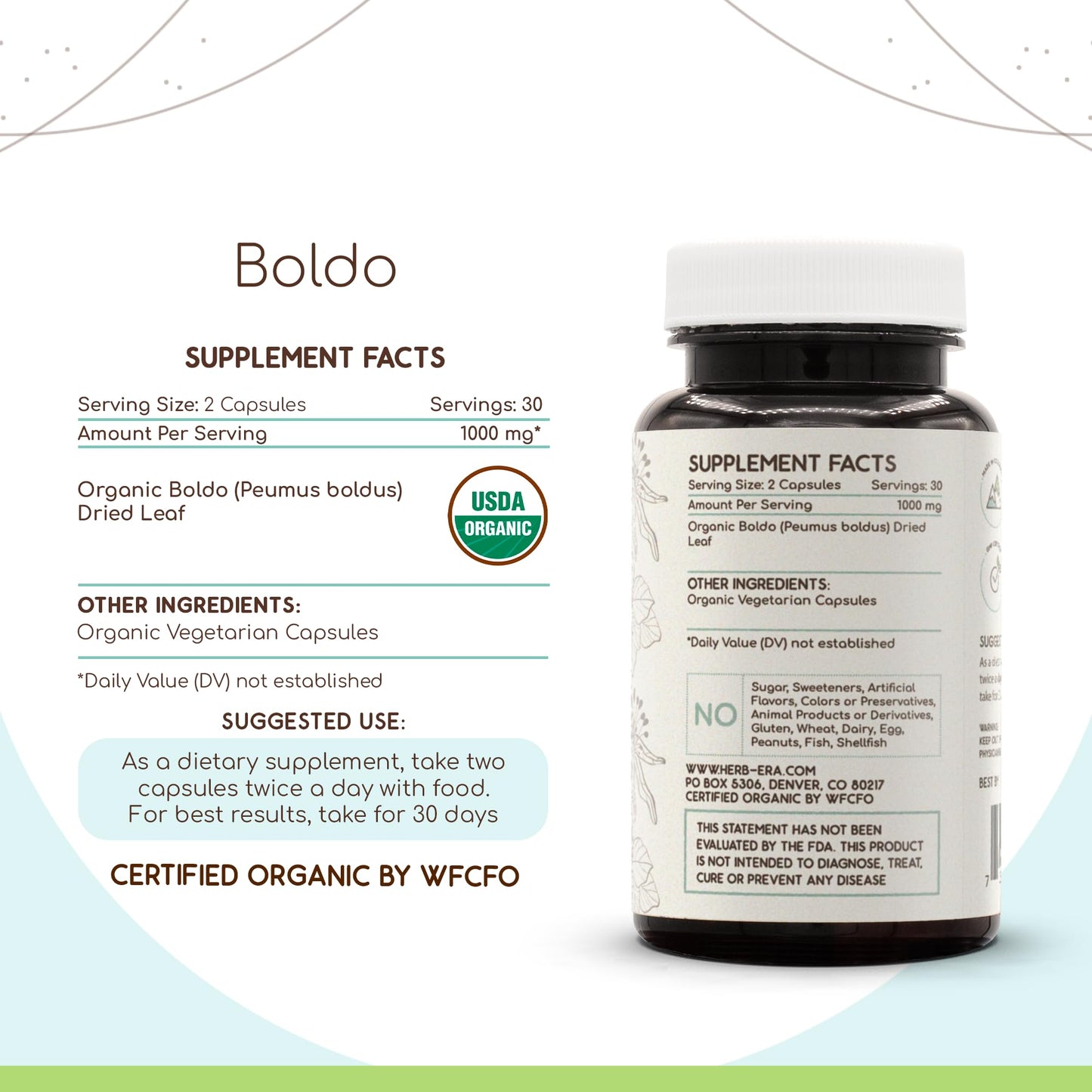 HerbEra Boldo Dried Leaf Capsules, 60 Count