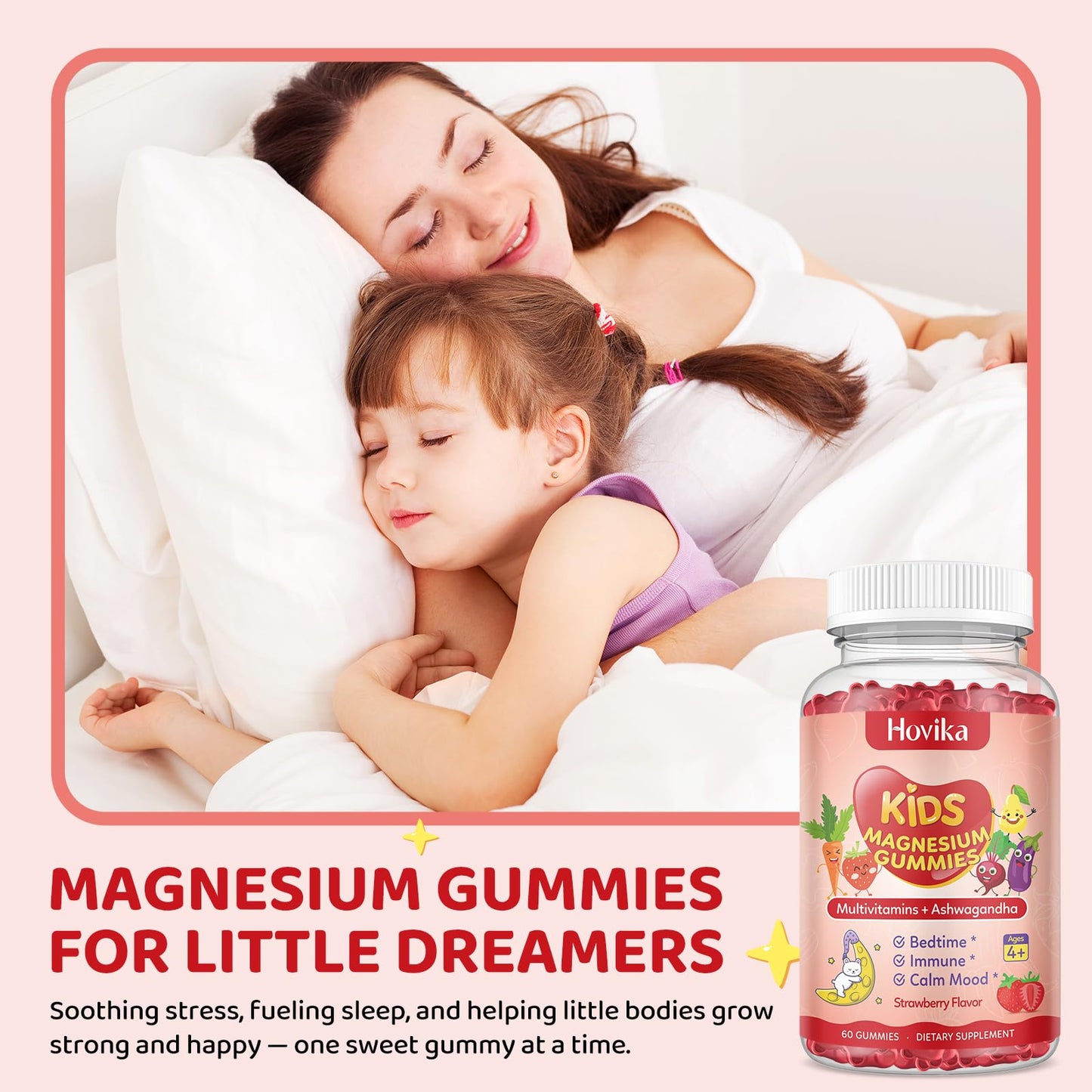 Hovika Magnesium Glycinate Gummies for Kids 60 Count