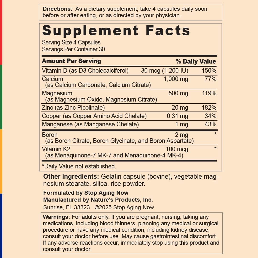 Stop Aging Now Calcium Complex Supplement 120 Capsules