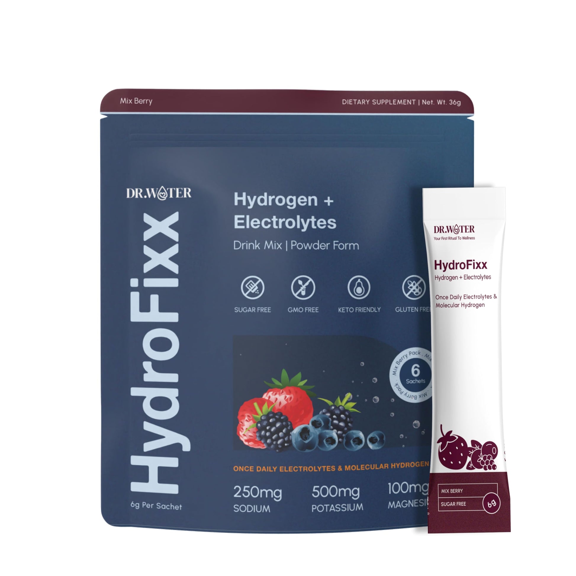 Dr.Water HydroFixx Hydrogen + Electrolytes Mix - Variety Pack Powder 1.27 oz