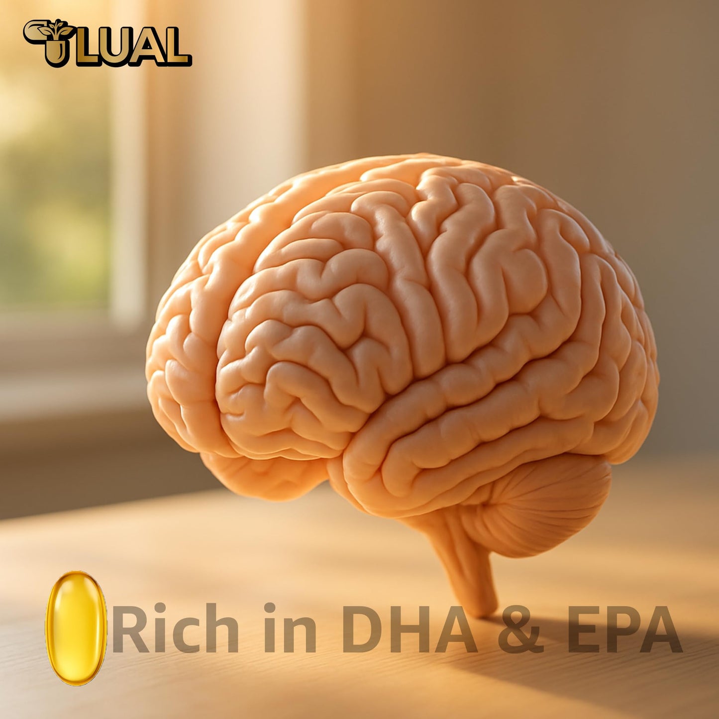 LUAL Omega-3 Fish Oil Softgels 1000mg, EPA & DHA, Lemon Flavor, Burpless, Non-GMO, 120 Count