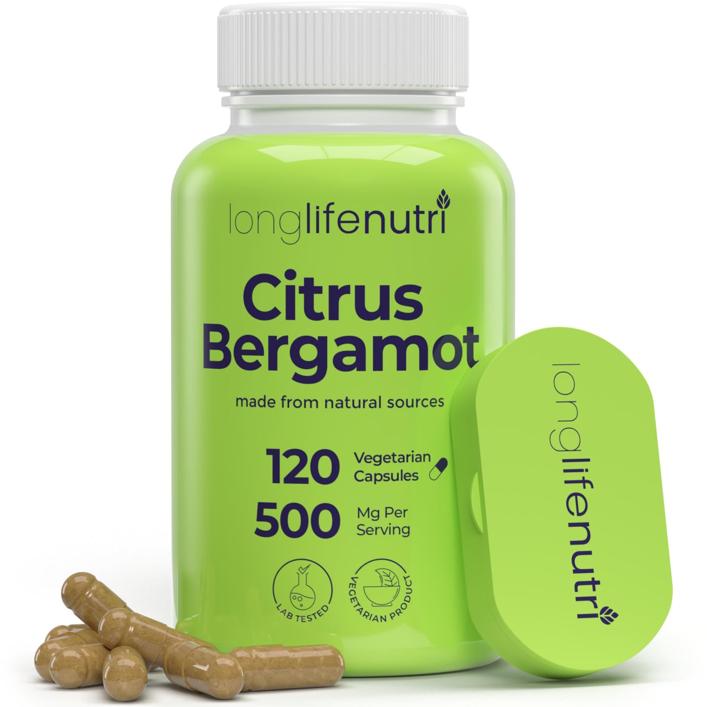 LongLifeNutri Citrus Bergamot Extract 500mg Capsules, 120 Count