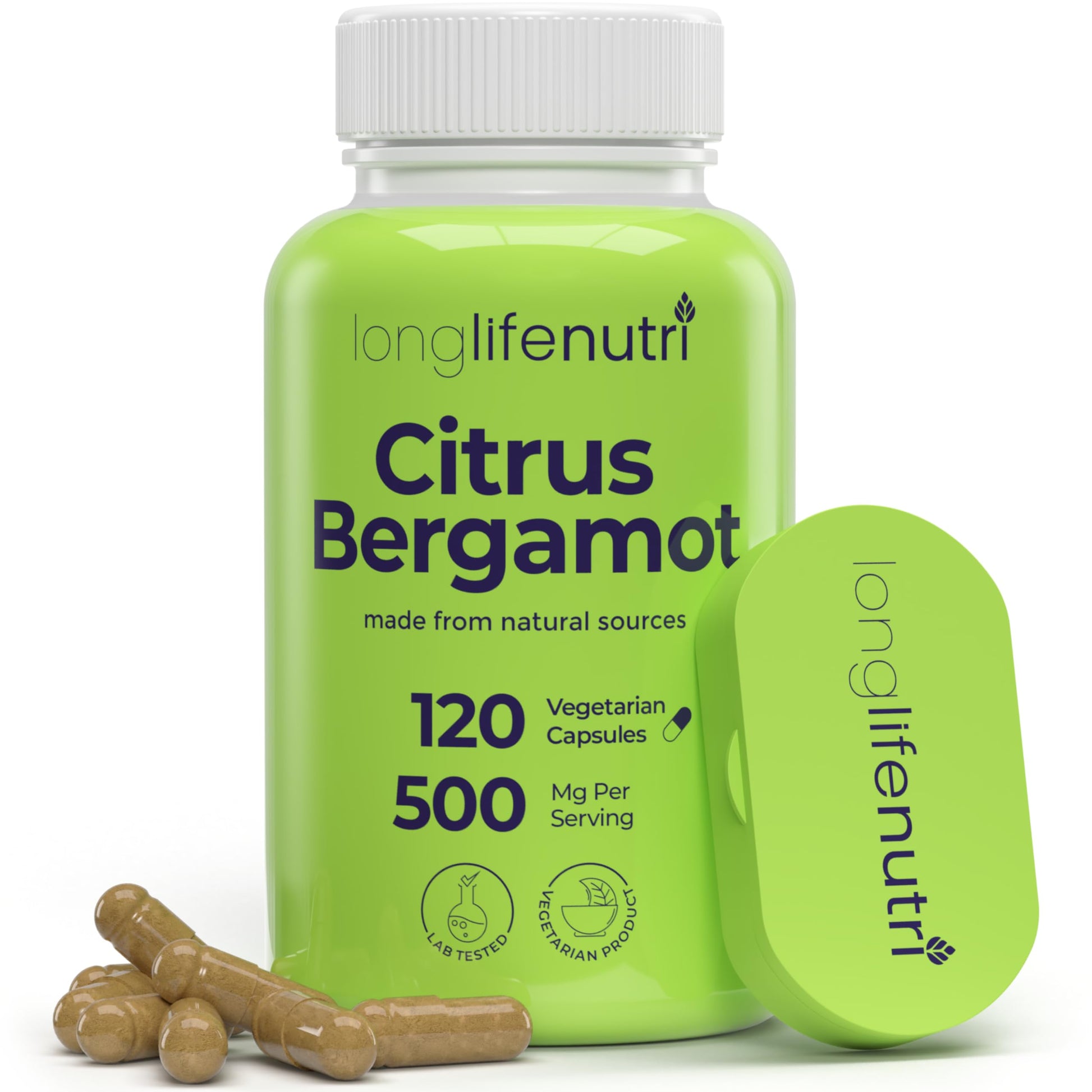 LongLifeNutri Citrus Bergamot Extract 500mg Capsules, 120 Count