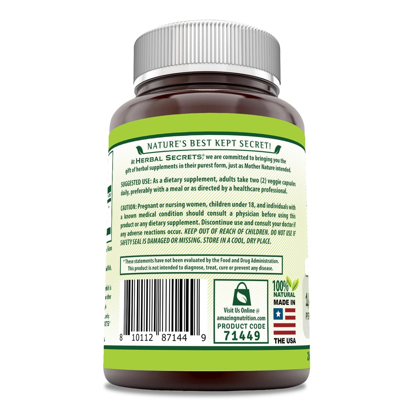 Herbal Secrets Holy Basil Supplement 1 Capsule