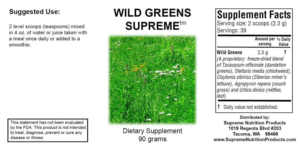 Supreme Nutrition Products Wild Greens Supreme Pure 90 Grams Herbal Combination Powder 6.34 Ounces