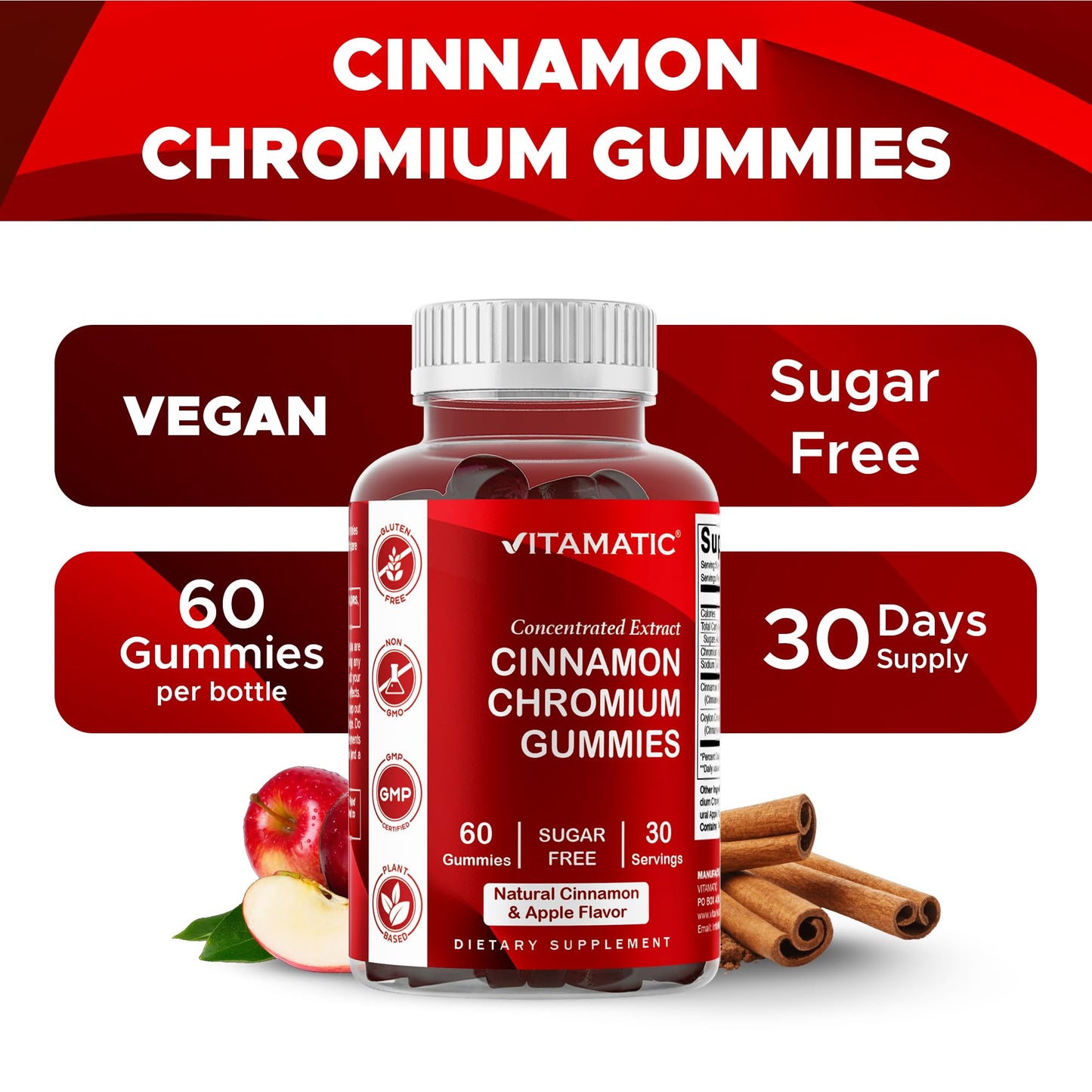 Vitamatic Cinnamon Chromium Gummies 60 Count