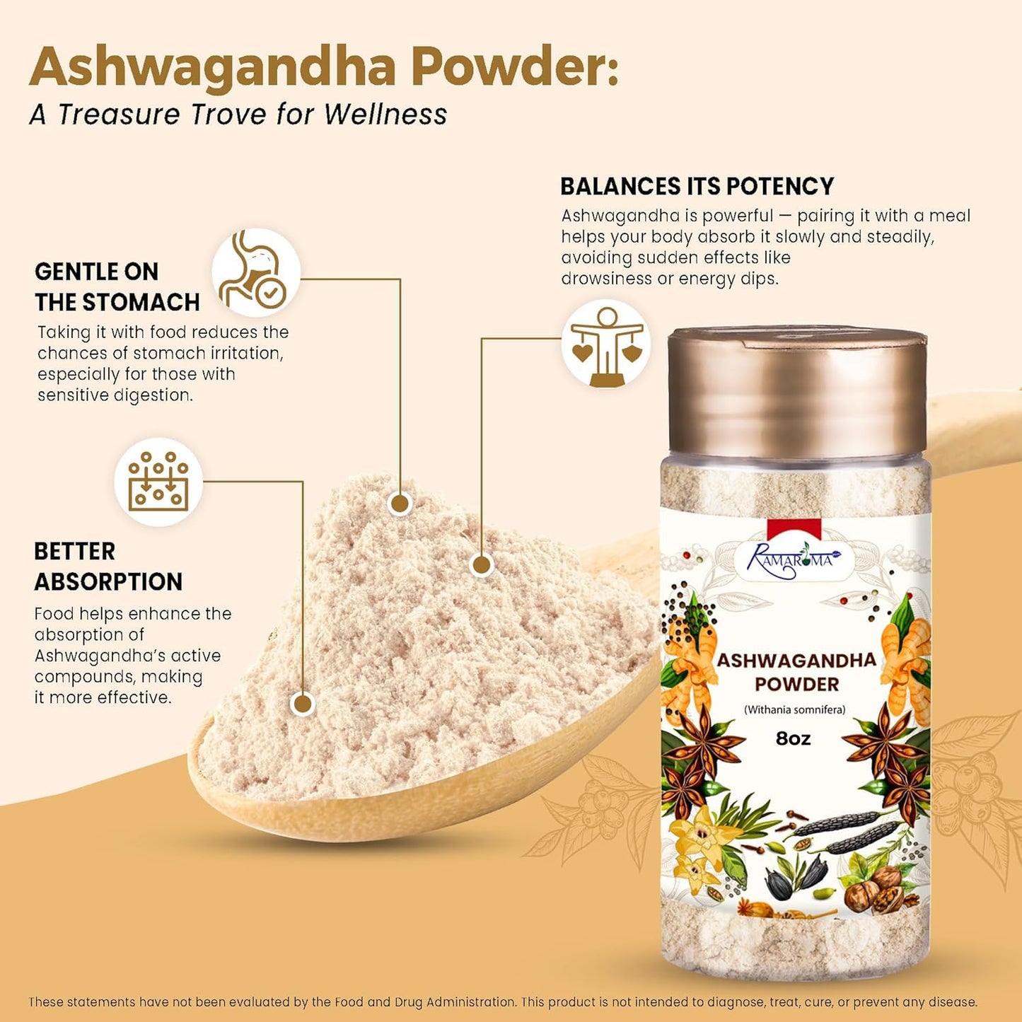 Ramaroma Ashwagandha Root Powder 8 oz