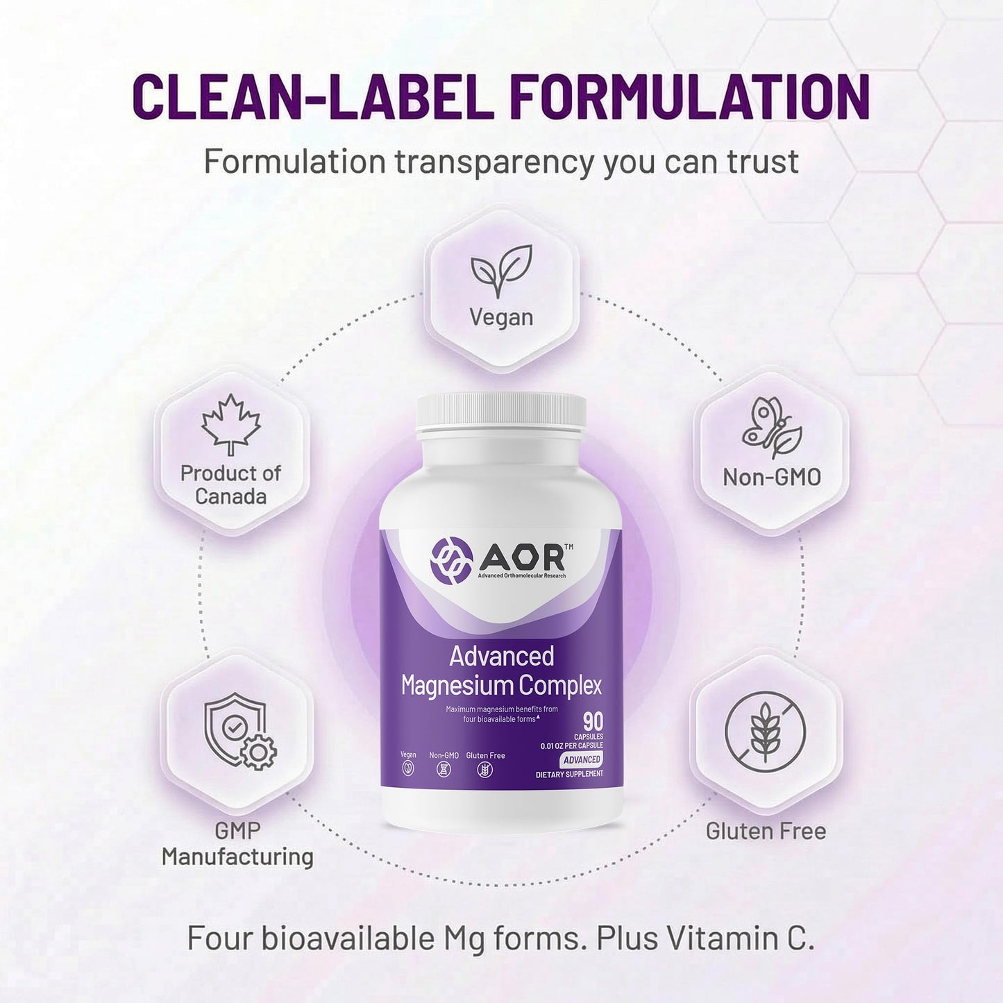 AOR Magnesium Glycinate Capsules, 90 Capsules