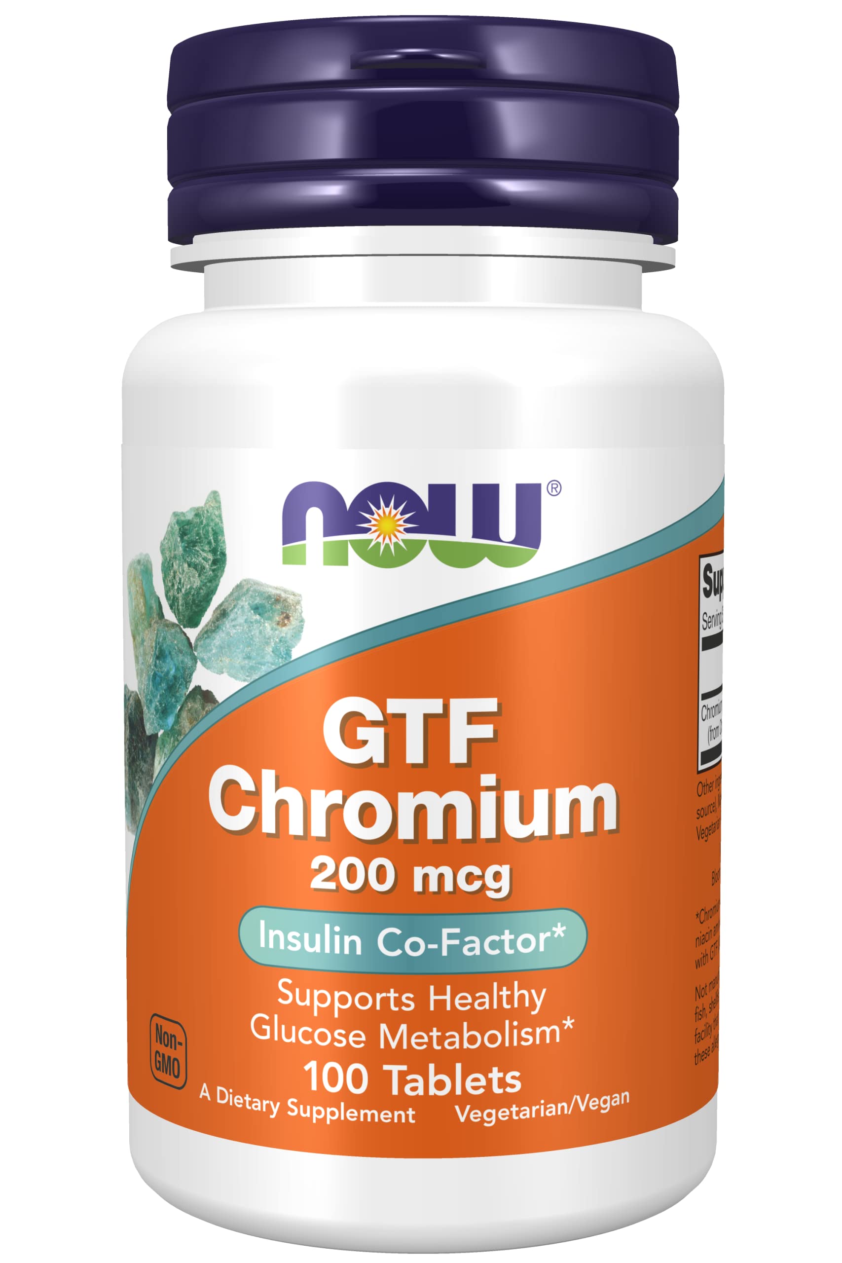 NOW Foods GTF Chromium 200mcg Tablets, 100 Count