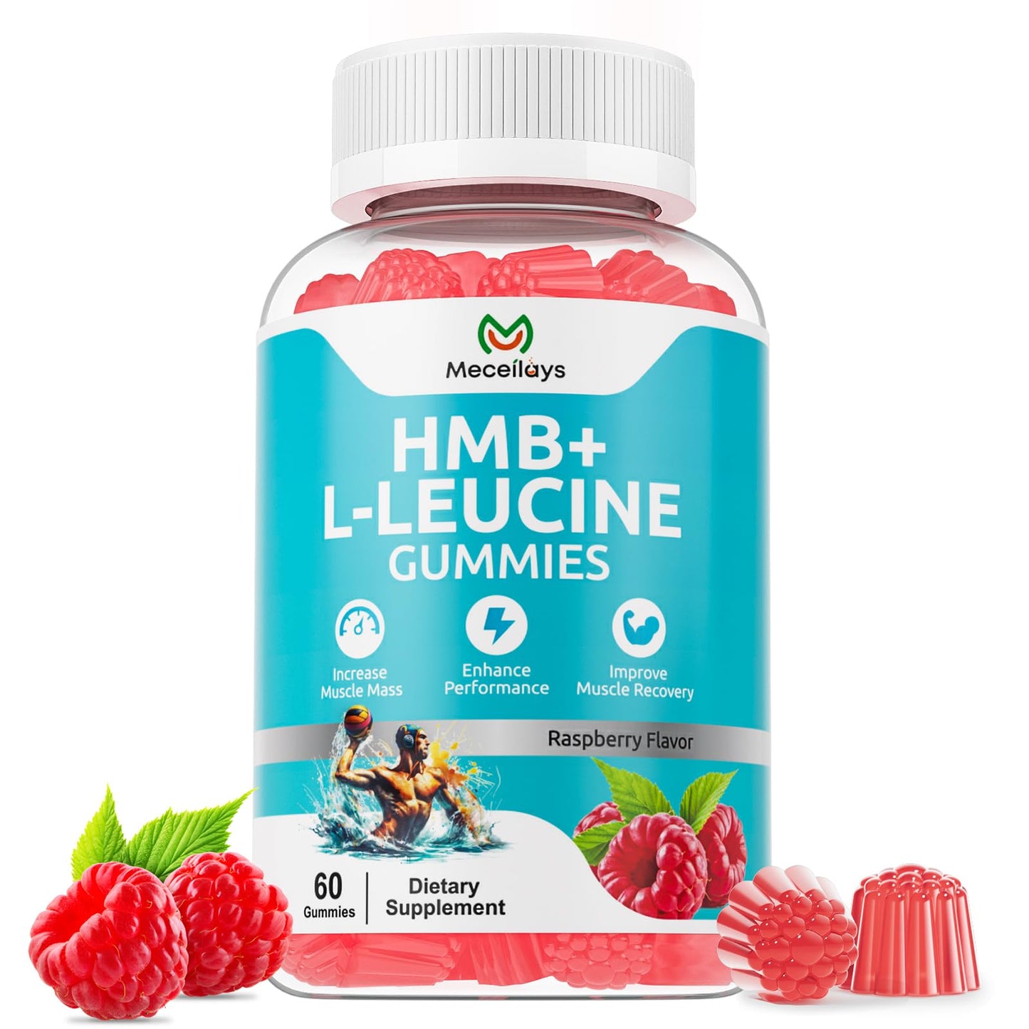 Meceilays HMB and Leucine Gummies, 4000mg HMB & L-Leucine, 60 Gummies