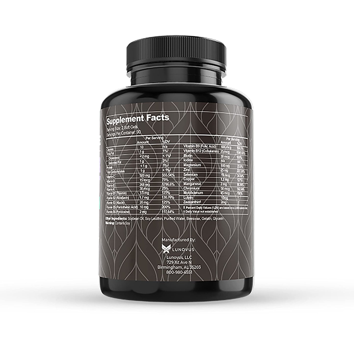 Visual Advantage Lunovus Macular Support Plus Multivitamin Based on AREDS 2 Study Softgels 180