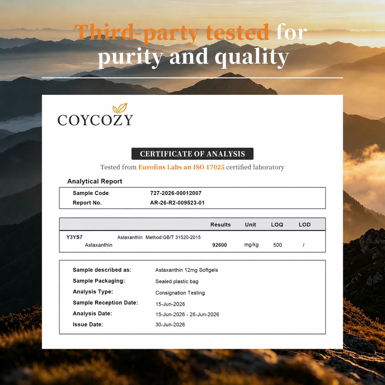coycozy Astaxanthin 12mg Natural Softgels 120