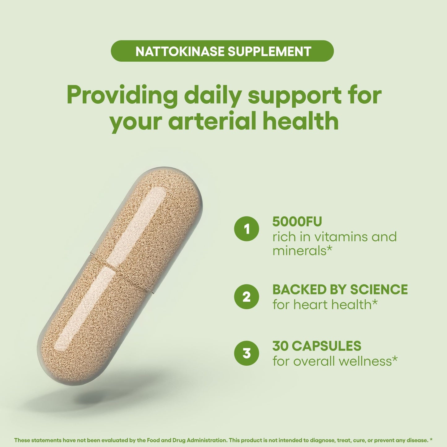 Natural Foundation Supplements Nattokinase 5000FU Arterial Support 30 Capsules