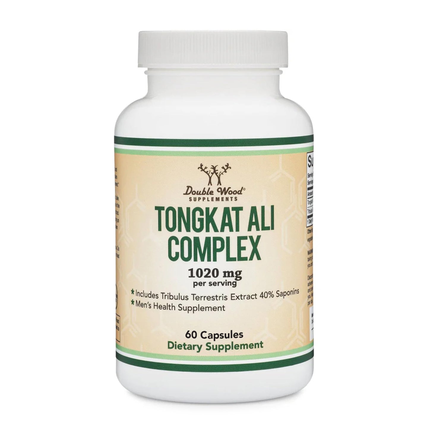 Double Wood Supplements Tongkat Ali Extract Ultra High Potency 200:1 for Men (Longjack) Eurycoma Longifolia 1000mg per Serving with 20mg Tribulus Terrestris, 60 Capsules
