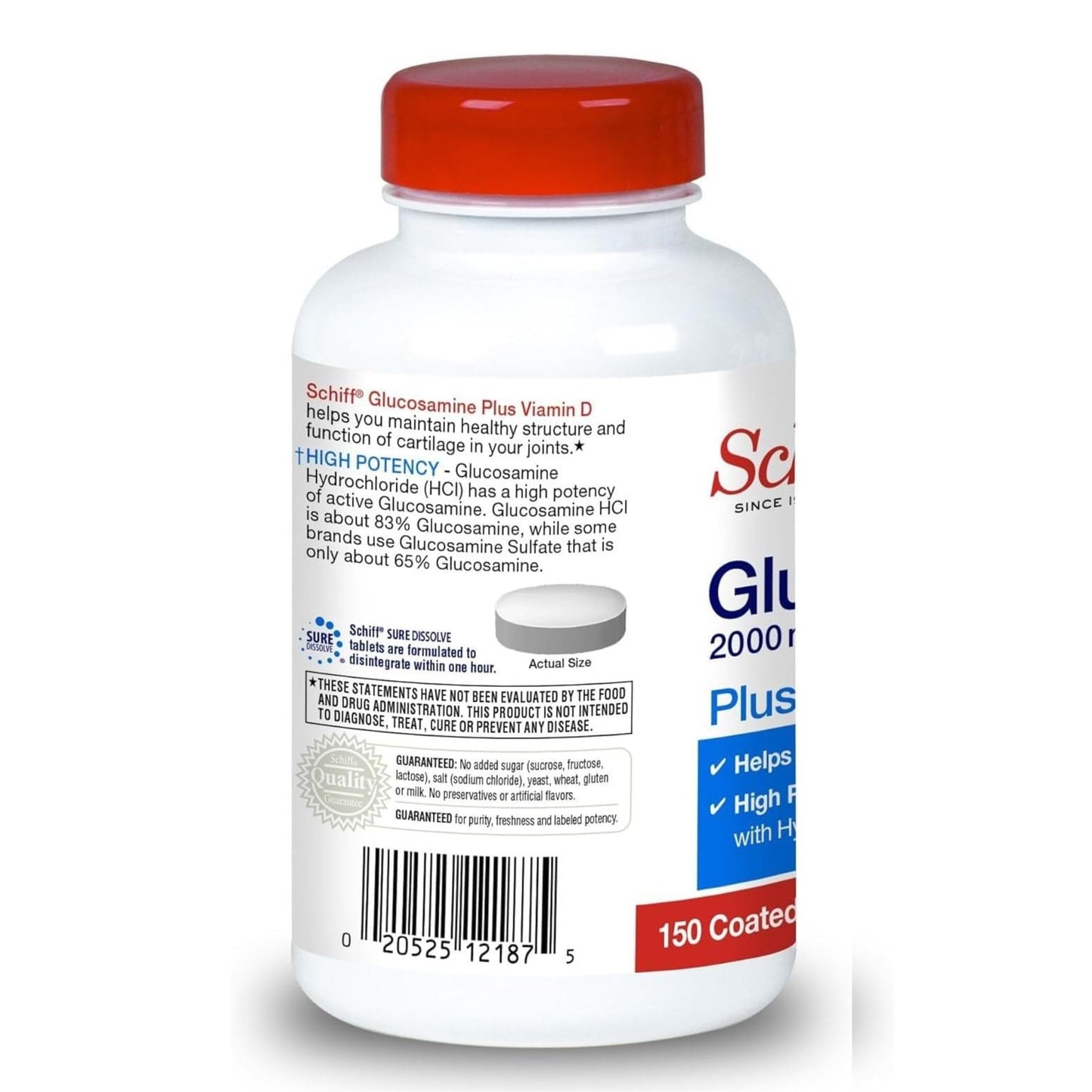 Schiff Glucosamine 2000mg with Vitamin D3 and Hyaluronic Acid, 150 Tablets