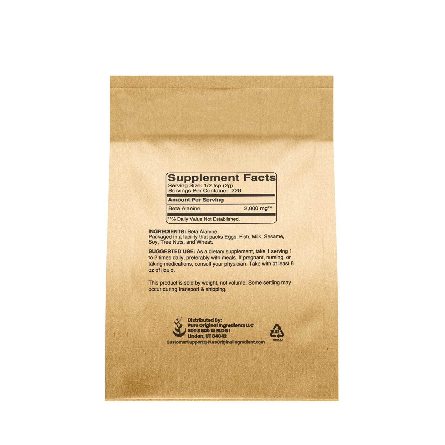 PURE ORIGINAL INGREDIENTS Beta Alanine Powder 16