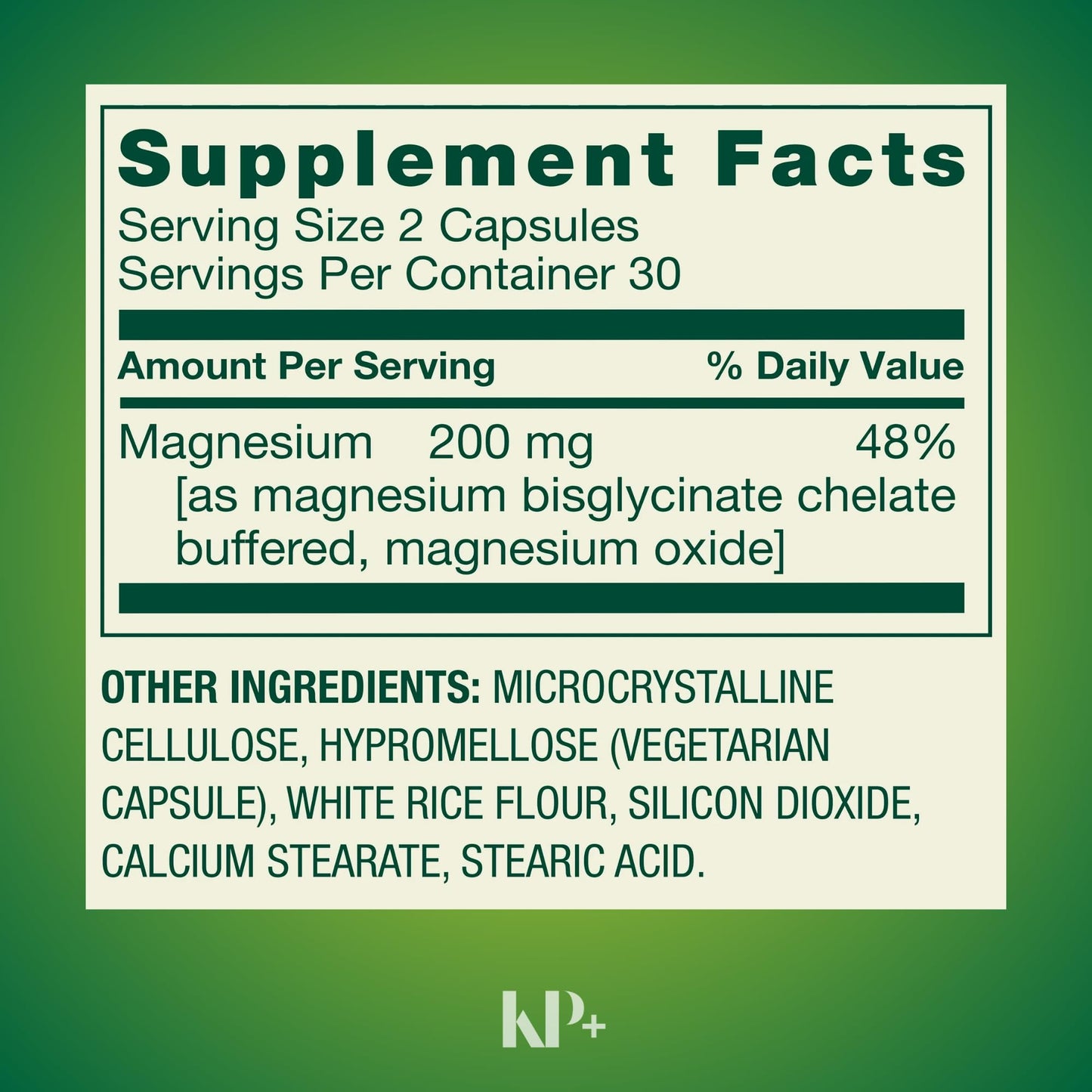 KP+ Magnesium 200 mg Sleep Support Bone & Muscle Health, 120 Capsules