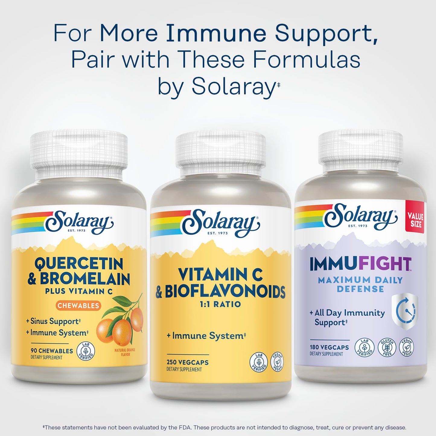 SOLARAY Vitamin C 500mg with Citrus Bioflavonoids Capsule 250 VegCaps - Antioxidant and Immune Support