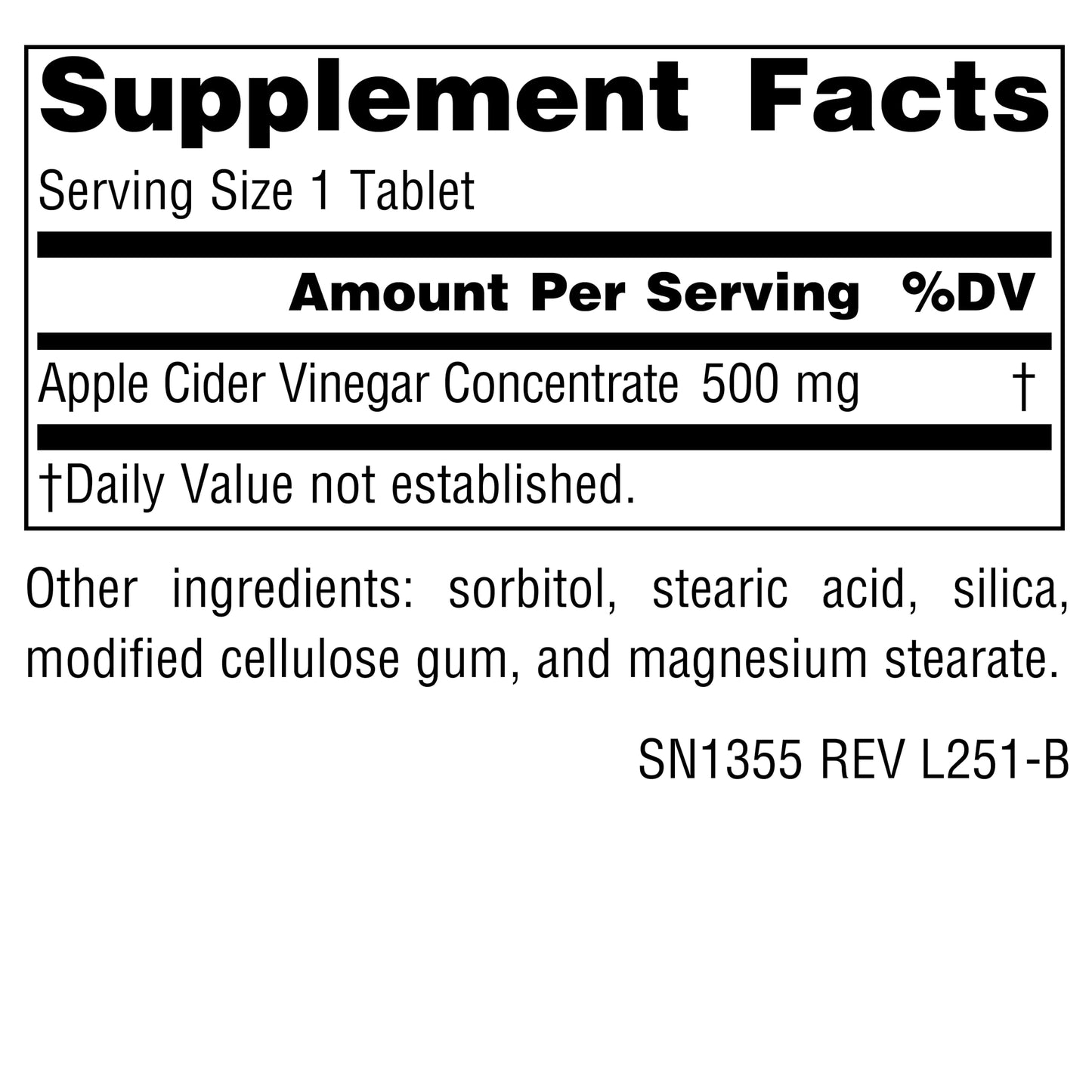 Source Naturals Apple Cider Vinegar 500 mg Dietary Supplement Tablets, 90 Count