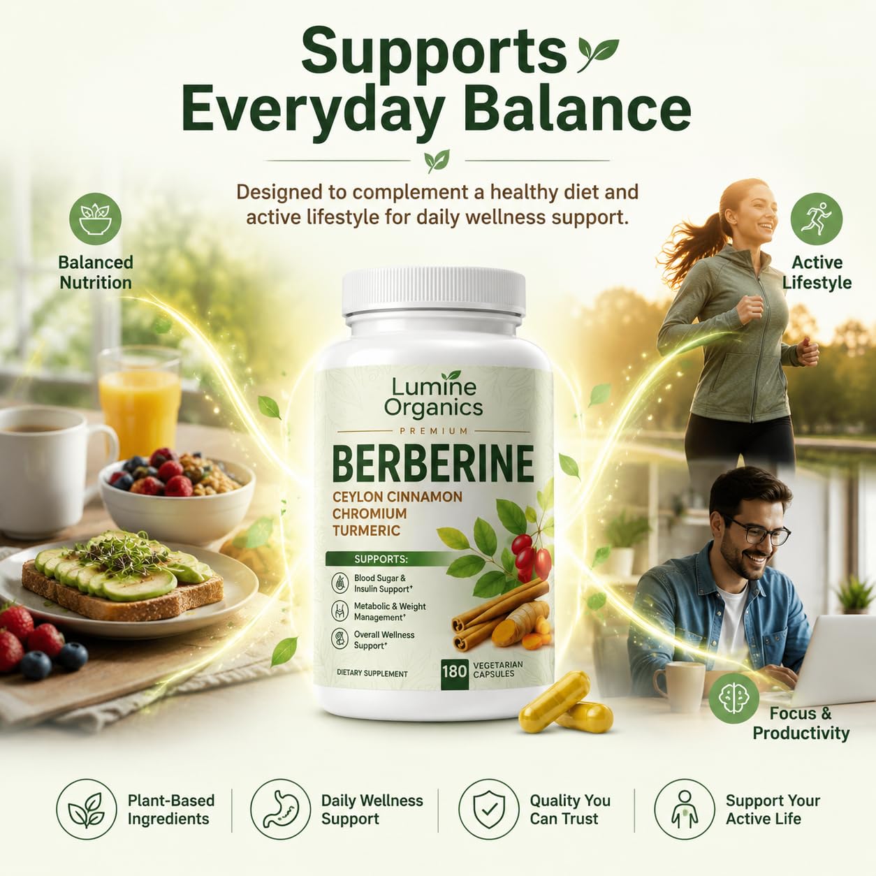 Lumine Organics Berberine with Ceylon Cinnamon - 4 in 1 Complex Softgel 1