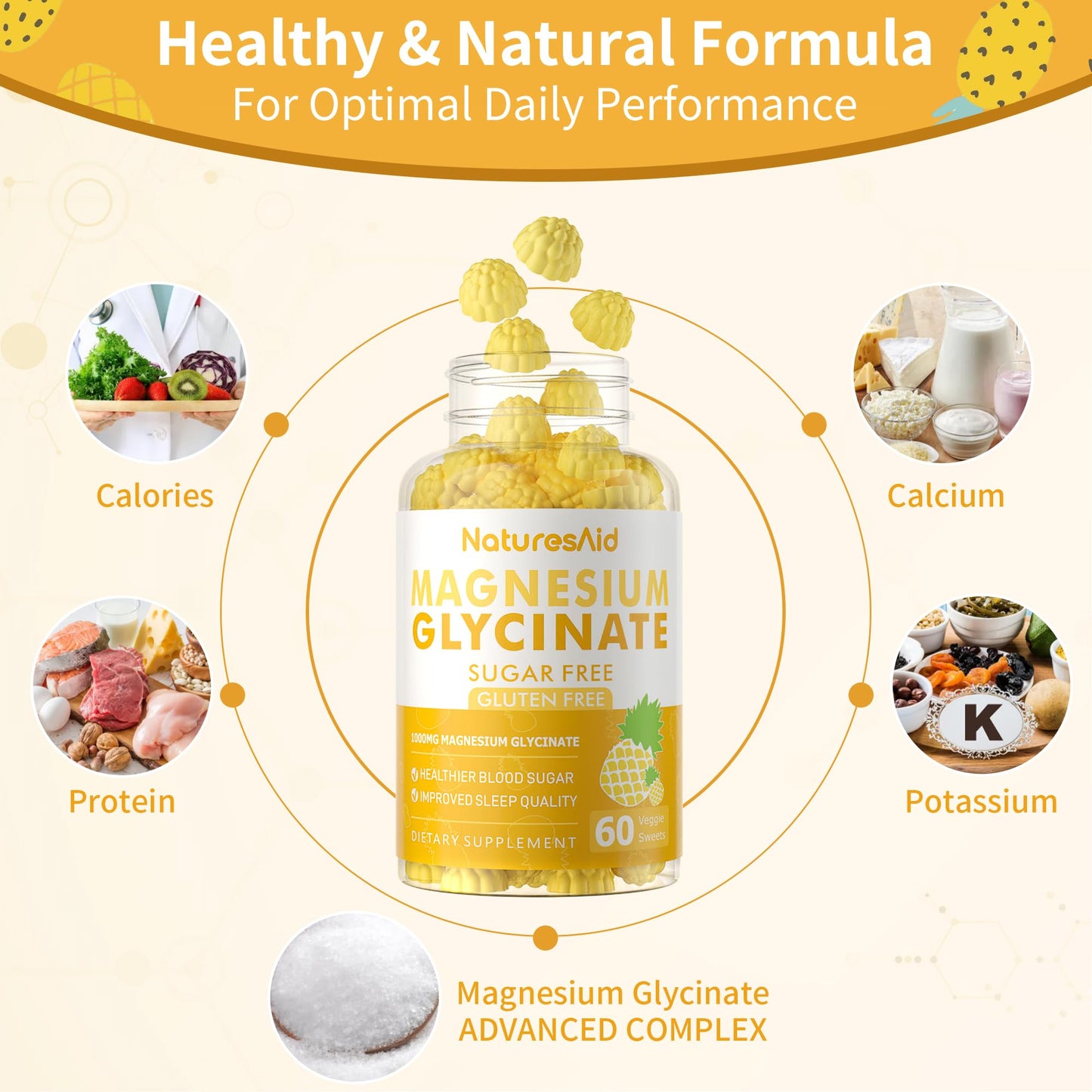 Natures Aid Magnesium Glycinate Gummies 1000mg, 120 Gummies