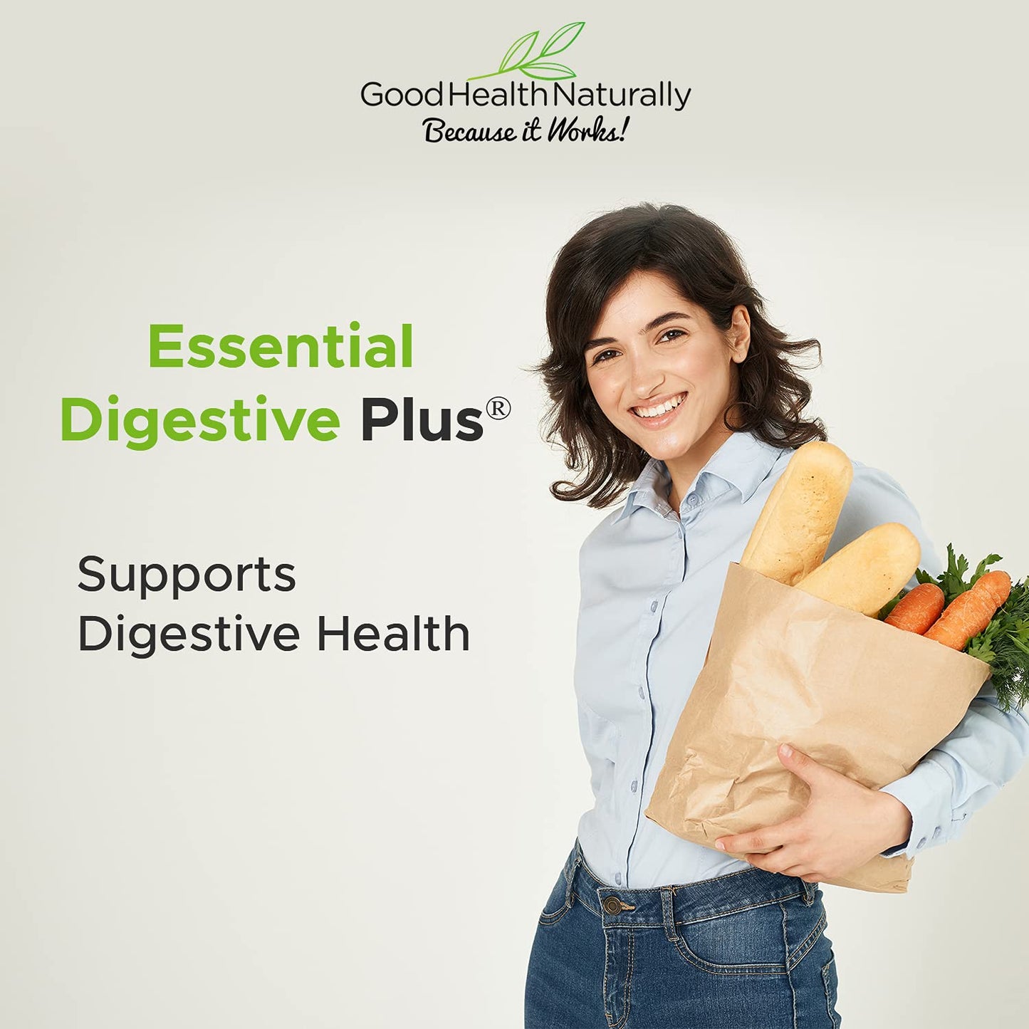 GOOD HEALTH NATURALLY BECAUSE IT WORKS! Essential Digestive Plus New Improved Formula for Improved Gluten Digestion Capsules, 45 Count