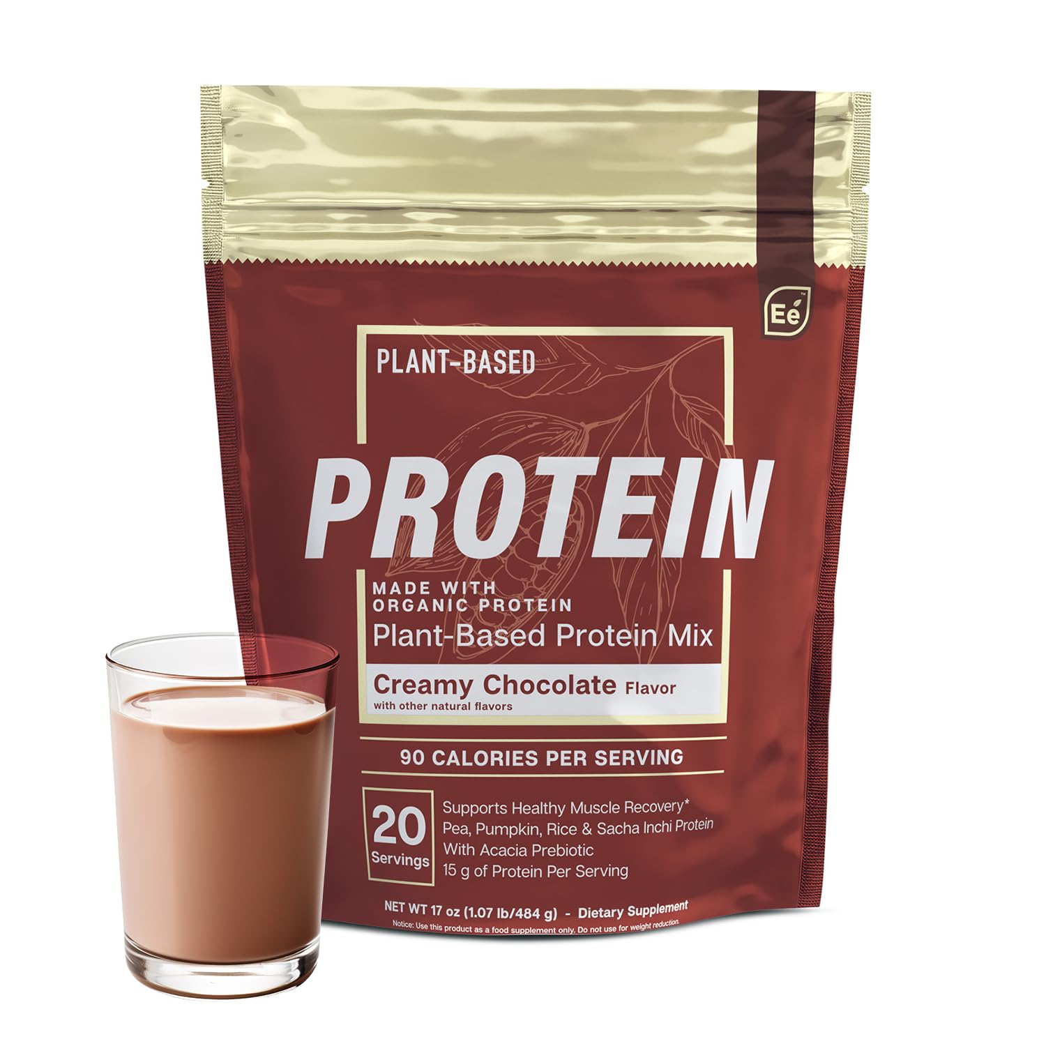 Essential Elements Plant-Based Organic Protein Powder - Creamy Chocolate Flavor - 17 Servings