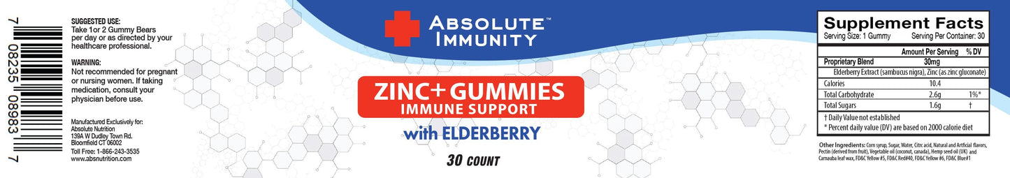 Absolute Nutrition Immunity-Elderberry with Zinc Gummies 30 Count