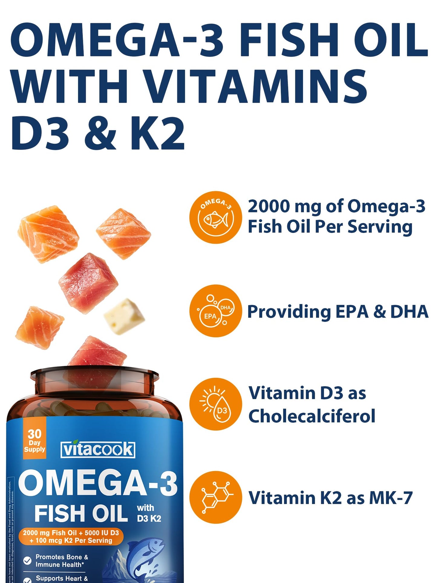 Vitacook Omega-3 Fish Oil Softgels 60 Count
