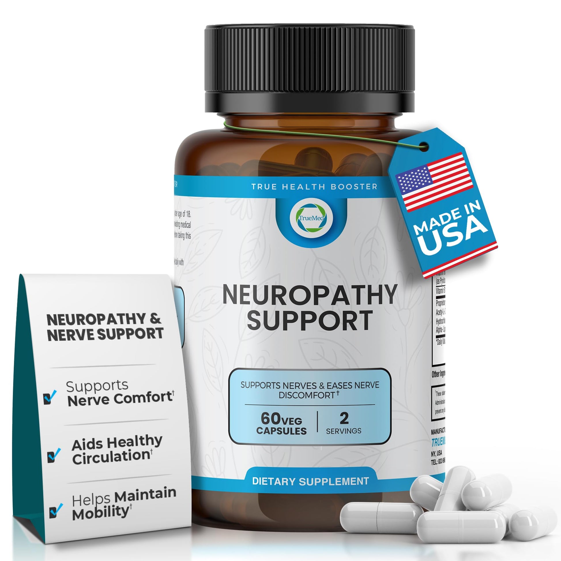 TRUEMED Neuropathy Support Neuro and Nerve Health Supplement Capsules 60 Count