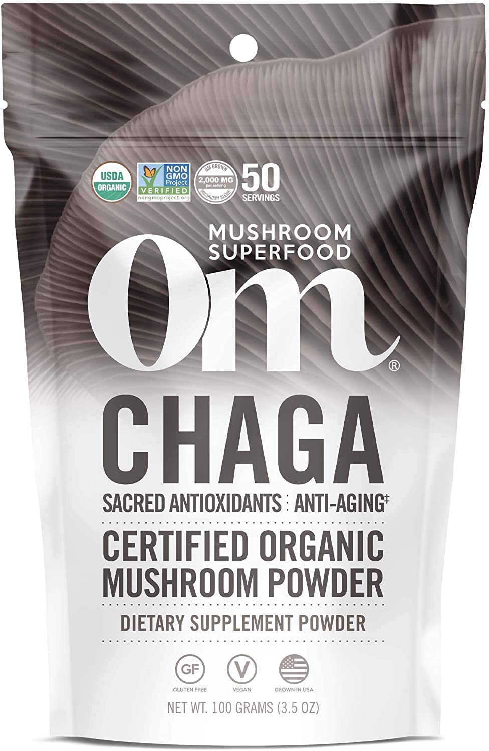 OM MUSHROOM SUPERFOOD Chaga Organic Mushroom Powder 3.5 Ounce