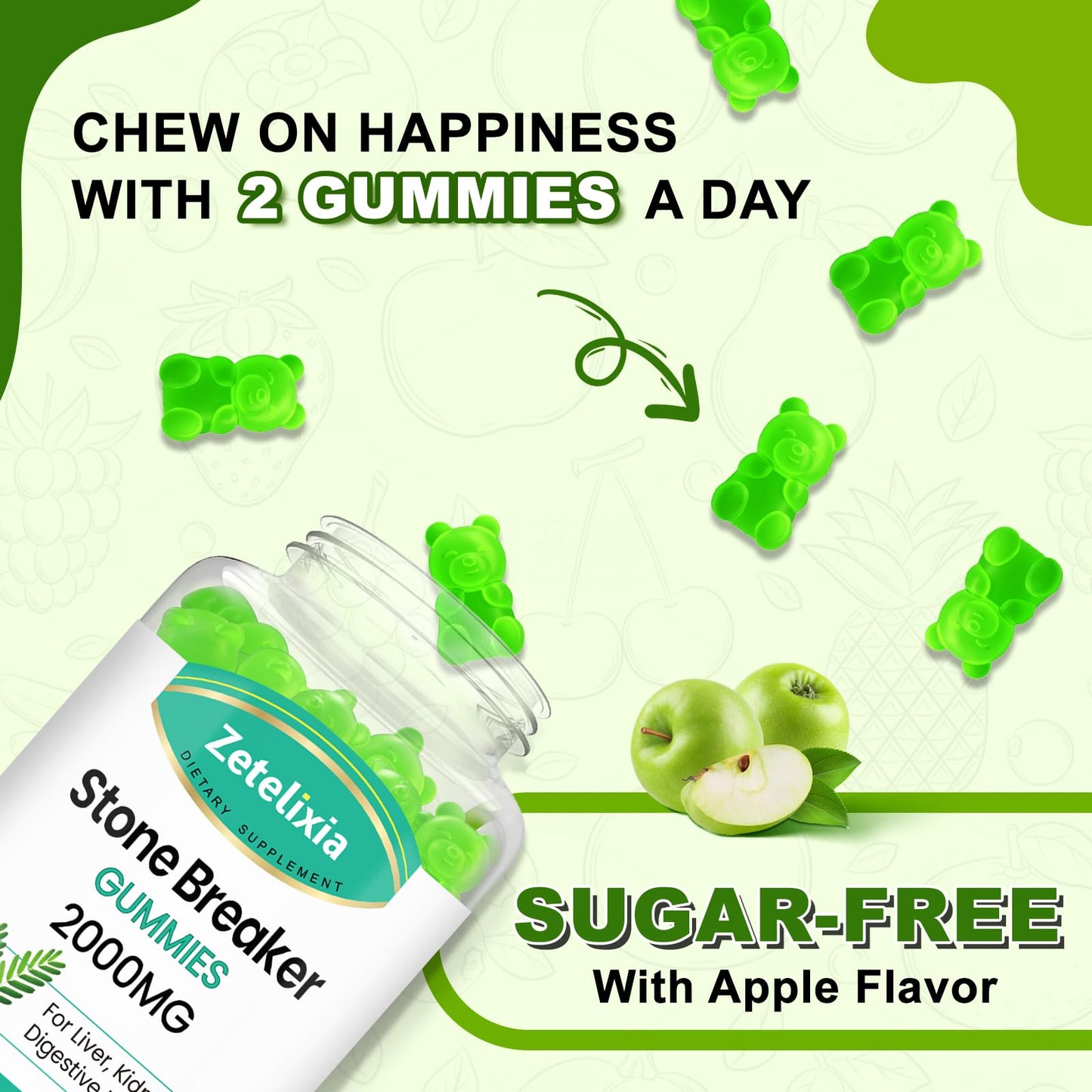Zetelixia Chanca Piedra Stone Breaker Gummies, 120 Gummies