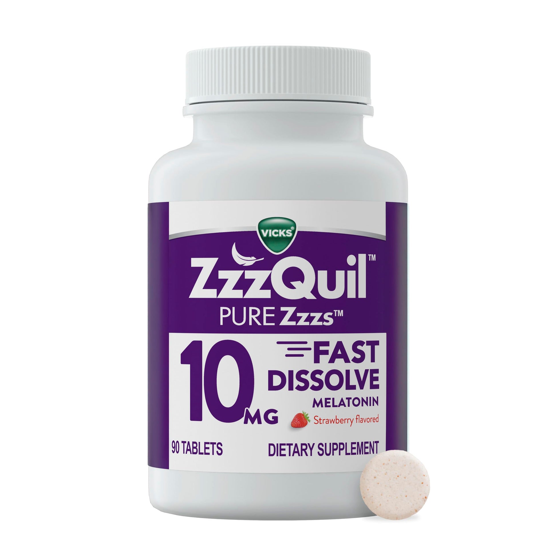ZzzQuil Pure Zzzs Fast Dissolve Melatonin Tablets, 10 mg, 90 Tablets