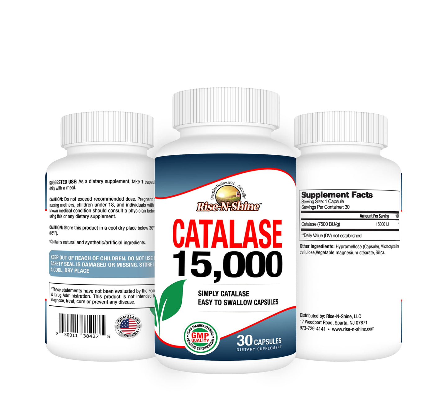 Rise-N-Shine Catalase Supplement 15,000 Capsules, 30 Count