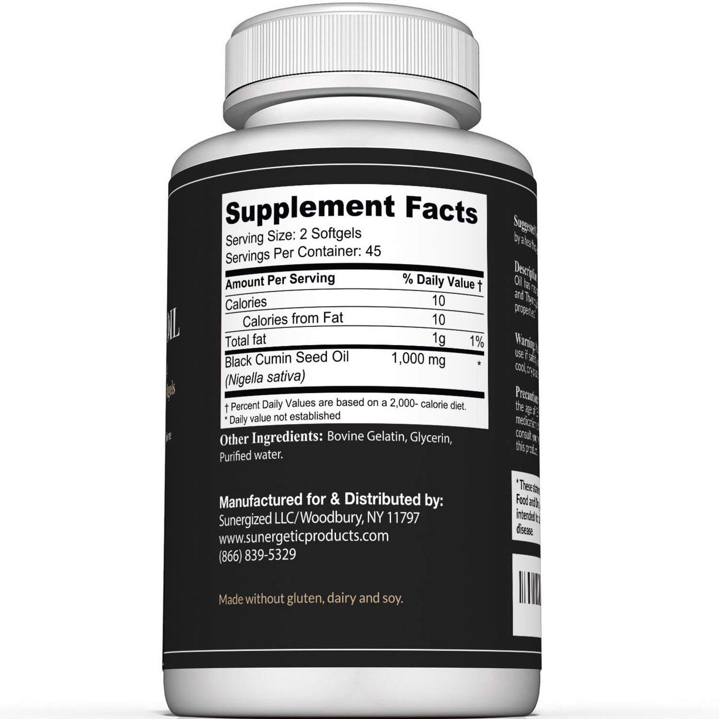 Sunergetic Black Cumin Seed Oil Softgels, 90 Count