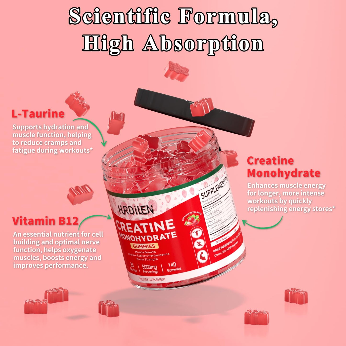 Hurdilen Creatine Monohydrate Gummy 140 Count