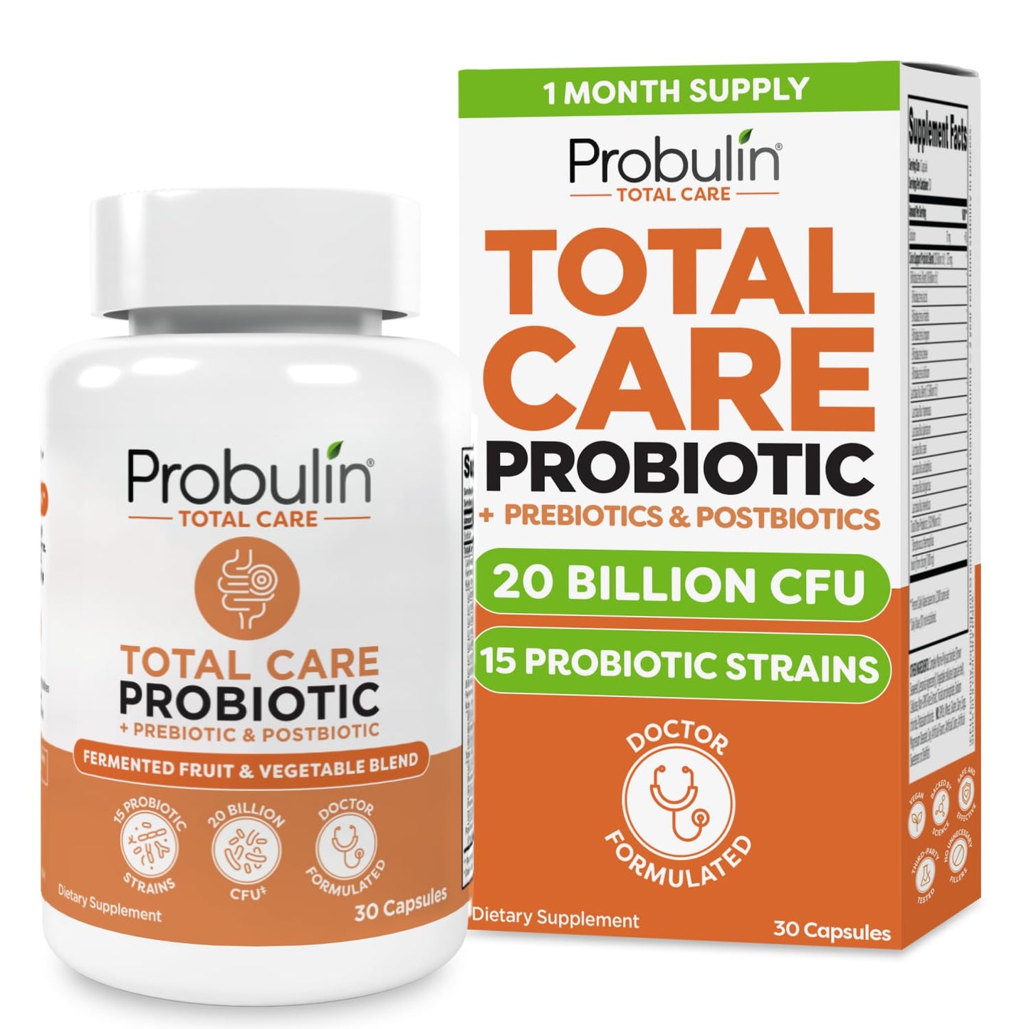 Probulin Total Care Probiotic Supplement Capsules, 30 Count