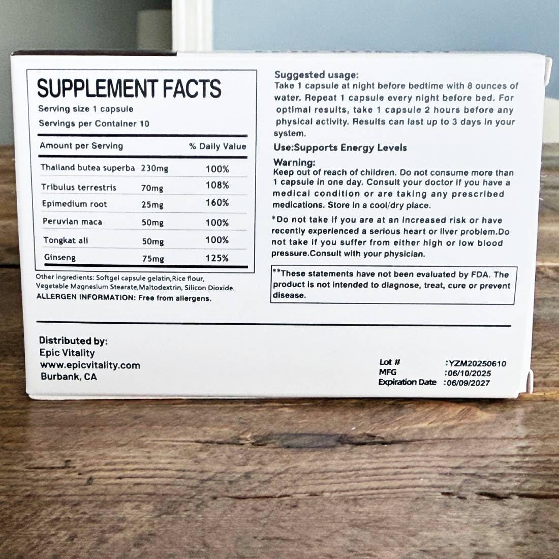 Wentira Ultra Advance 10 Herbs of Traditional Use for Maximizing Performance and Endurance 10 Capsules