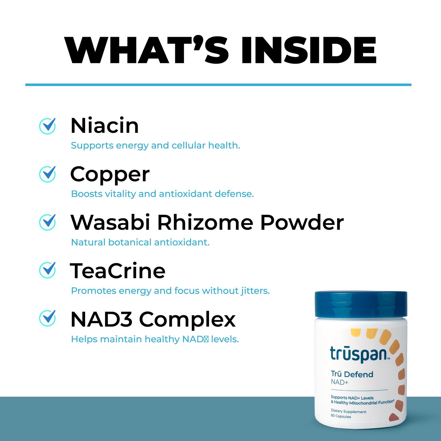 TRŪSPAN Tru Defend NAD+ Supplement Capsule 80 Count
