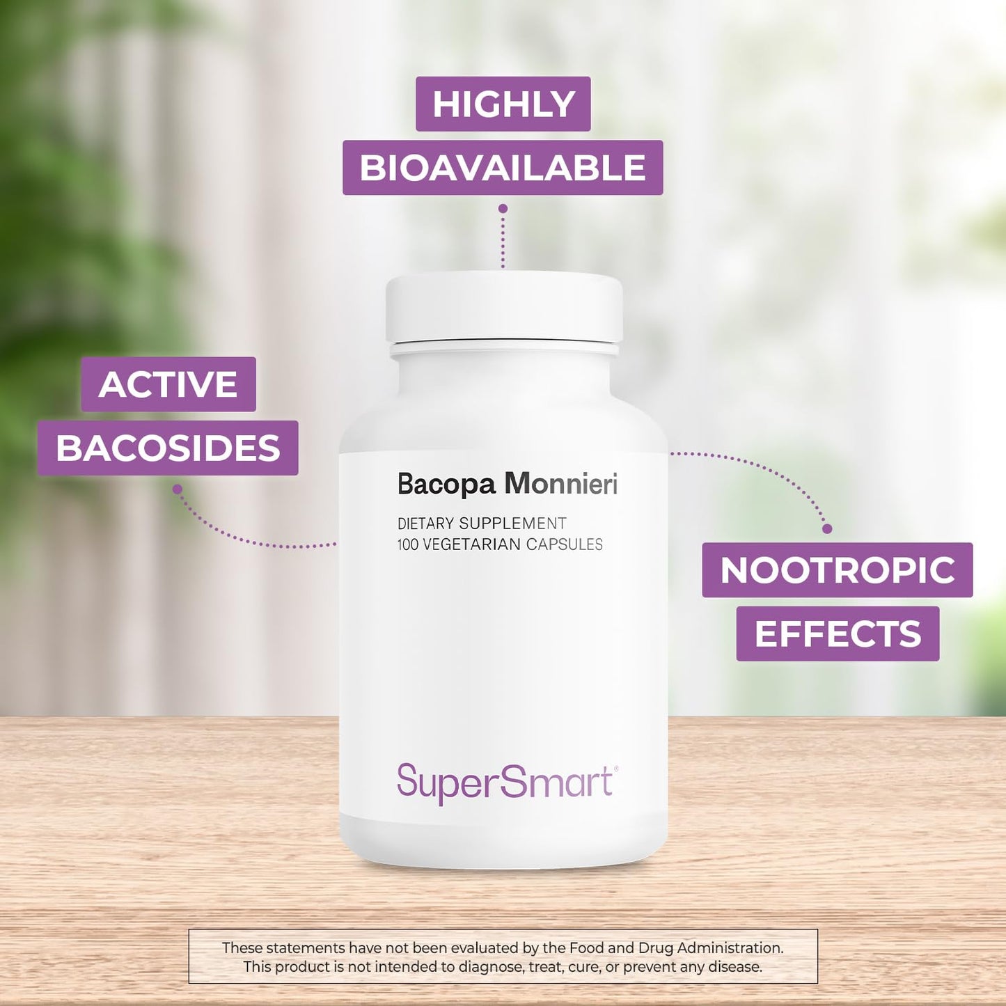 Supersmart Bacopa Monnieri Capsules, 100 Vegetarian Capsules