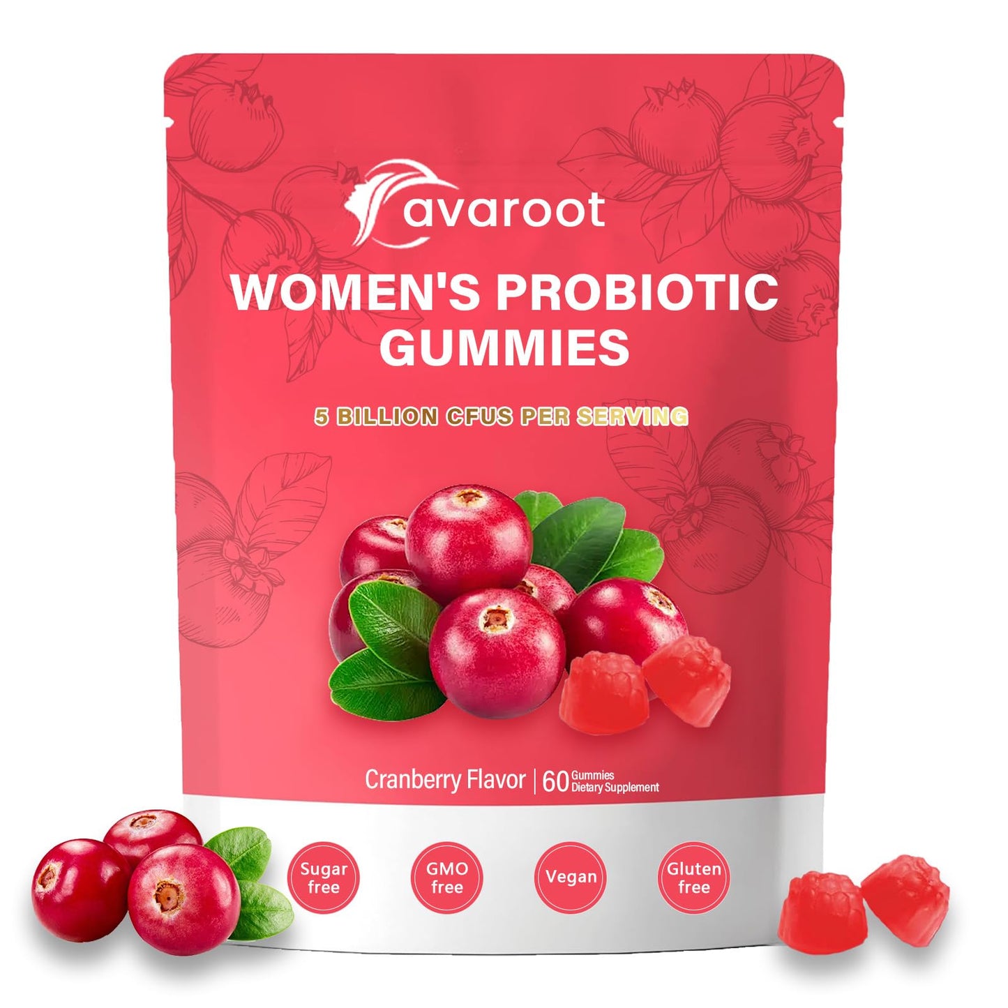 SEYONANA avaroot Women's Vaginal Probiotics Gummies, Cranberry Flavor, 1 Count