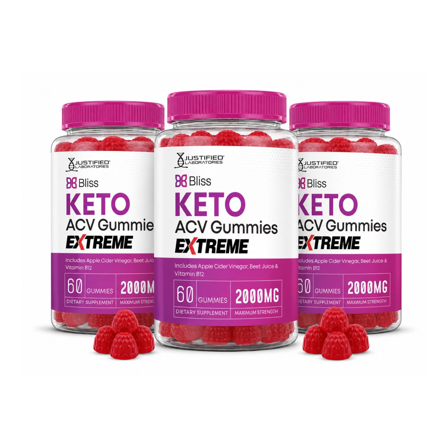 Justified Laboratories Bliss Keto ACV Gummies Extreme (2000 mg), 180 Gummies