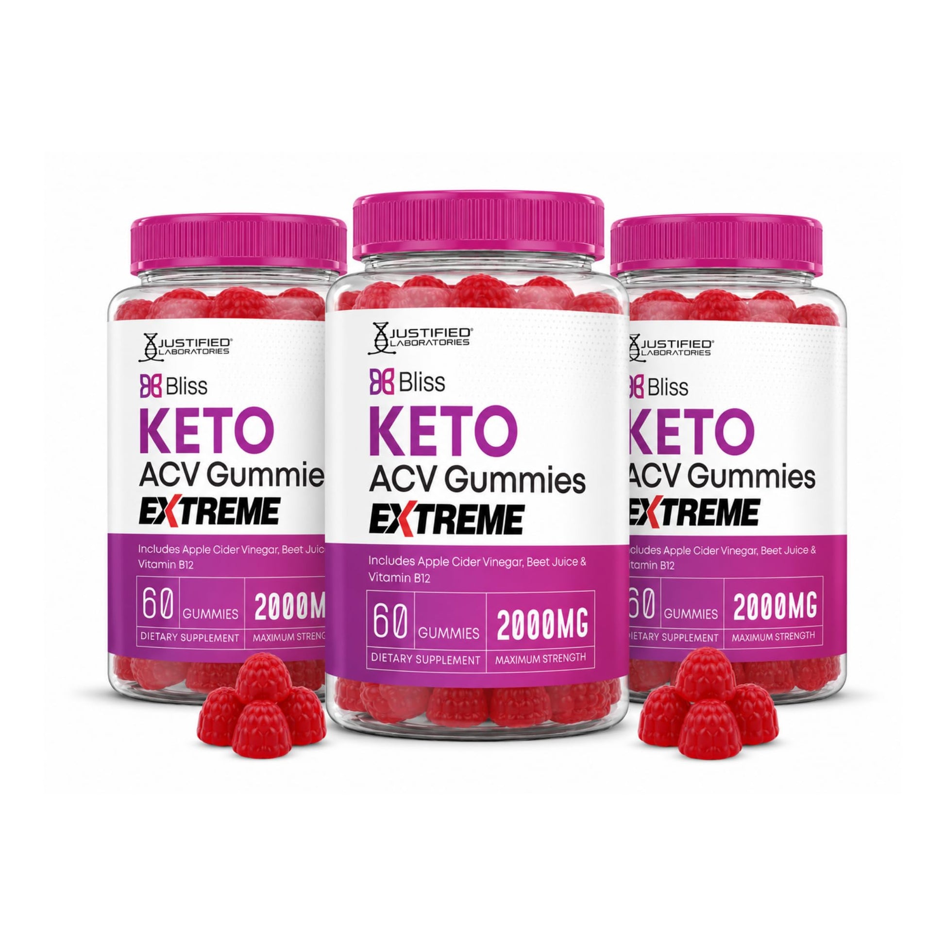 Justified Laboratories Bliss Keto ACV Gummies Extreme (2000 mg), 180 Gummies