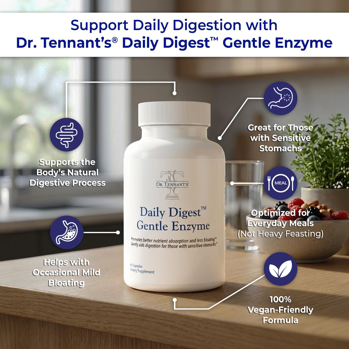 Dr. Tennant's Digestive Enzymes with Bromelain, Papain and Lipase Capsules, 200 Count