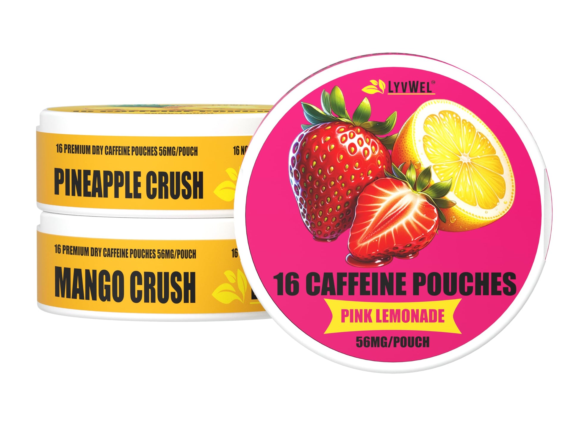 LyvWel 56mg Caffeine Energy Pouches Powder, 48 Count